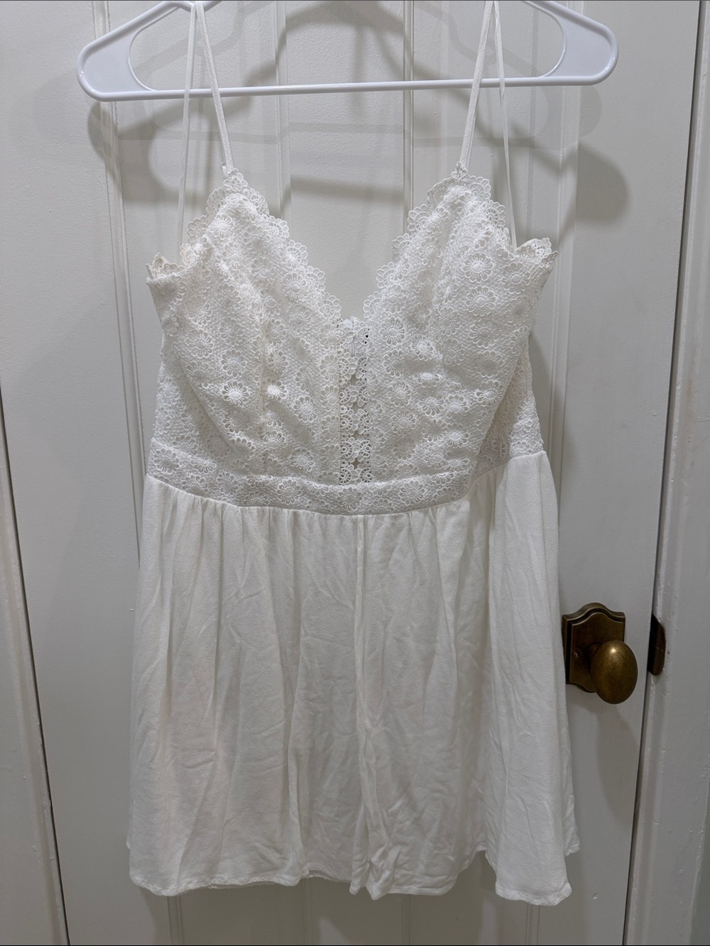Aqua White Lace Chemise with Delicate Spaghetti Straps